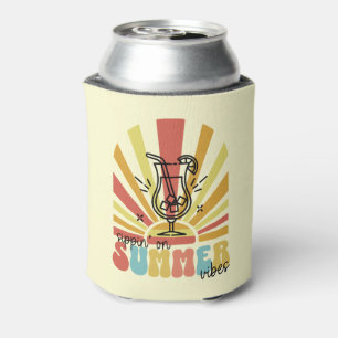 Sipping On Summer Vibes, Retro Sun, Cocktail Glass Can Cooler