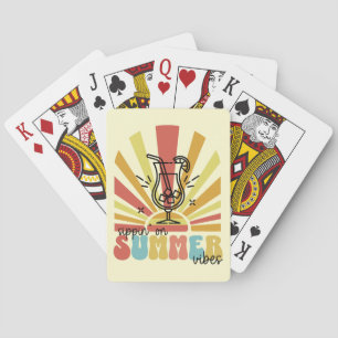 Sipping On Summer Vibes, Retro Sun, Cocktail Glass Playing Cards
