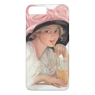 Sipping Soda Girl in Hat Case-Mate iPhone Case