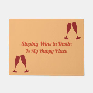 Sipping Wine in Destin with Glasses Doormat