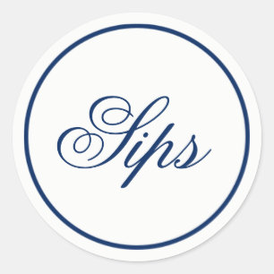 "Sips" Mariage Favor & Welcome Sticker - Marine