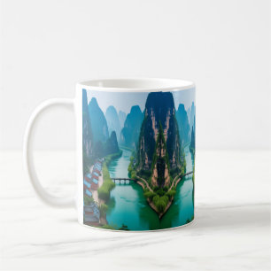 Sips of Serenity: Karst Mountain River Landscape M Coffee Mug