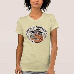 Sips & Spells Cozy Autumn Witch T-Shirt