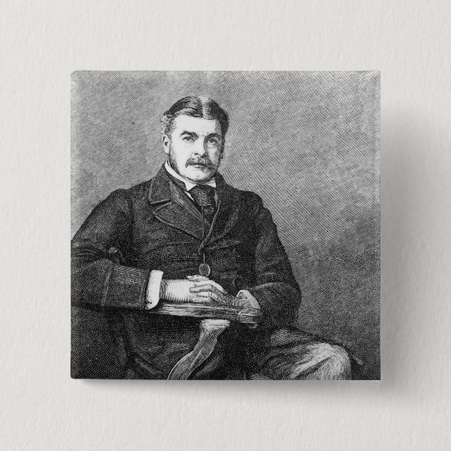 Sir Arthur Sullivan, engraved by C. Carter 2 Inch Square Button (Front)