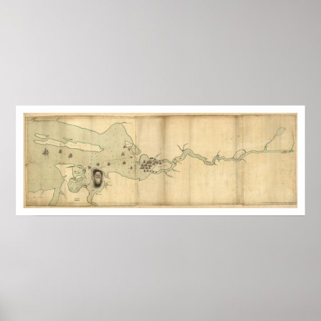 Sir Collyer's Fleet on Penobscot River Map - 1779 Poster (Front)