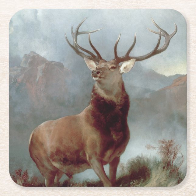 Sir Edwin Landseer | Monarch of the Glen, 1851 Square Paper Coaster (Front)