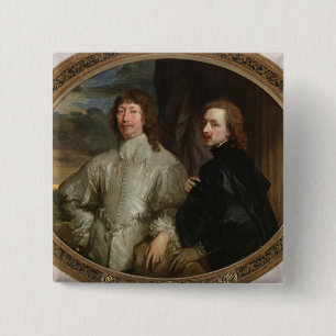 Sir Endymion Porter (1587-1649) and the Artist, c. 2 Inch Square Button