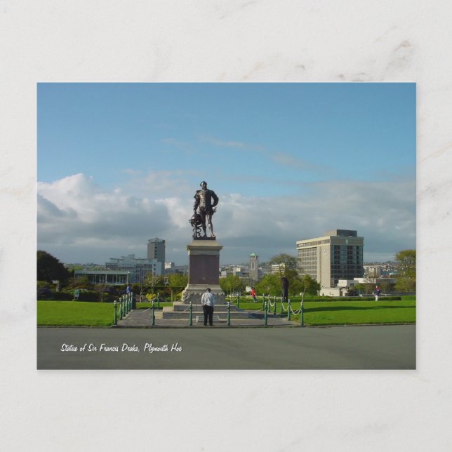 Sir Francis Drake Statue, carte postale Plymouth (Devant)