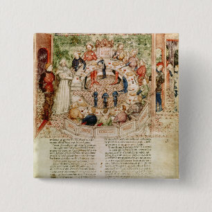 Sir Galahad is Welcomed to the Round Table 2 Inch Square Button