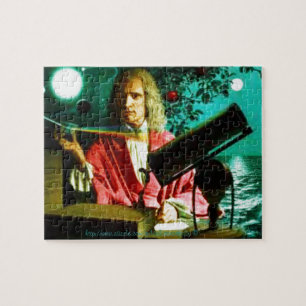 "Sir Isaac Newton surrounded by symbols" Jigsaw Puzzle