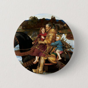 Sir Isumbras at the Ford c. 1857 by John Millais 2 Inch Round Button