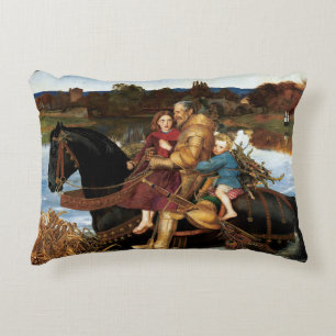 Sir Isumbras at the Ford c. 1857 by John Millais Accent Pillow