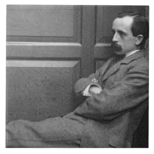 Sir James Matthew Barrie (1860-1937) (b/w photo) Tile