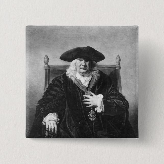 Sir John Fielding 2 Inch Square Button (Front)