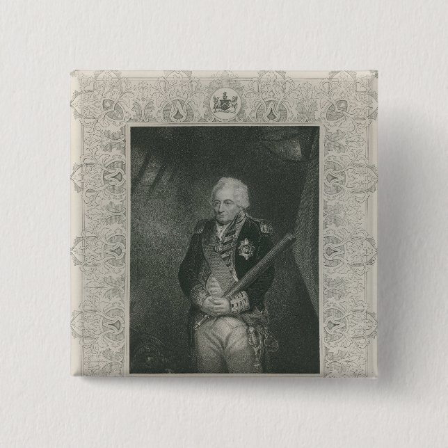 Sir John Jervis in 1795 2 Inch Square Button (Front)
