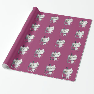 Sir Kitty Cat with Moustaches Wrapping Paper