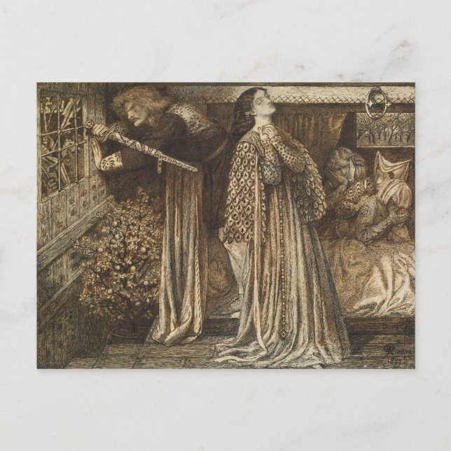 Sir Launcelot in Queen's Chamber Dante Rossetti Postcard (Front)