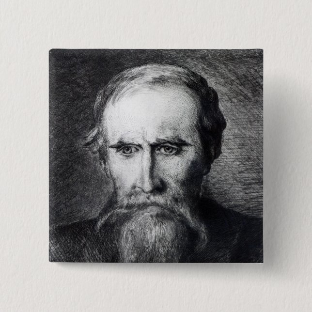 Sir Leslie Stephen, 1889 2 Inch Square Button (Front)