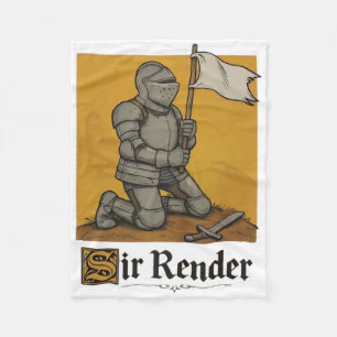 Sir Render Medieval Soldier Holding White Flag Fun Fleece Blanket