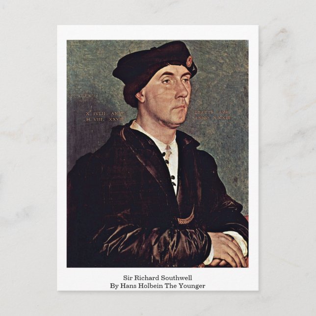 Sir Richard Southwell By Hans Holbein The Younger Postcard (Front)