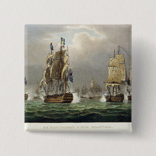 Sir Robert Calder's Action, July 22nd 1805, engrav 2 Inch Square Button