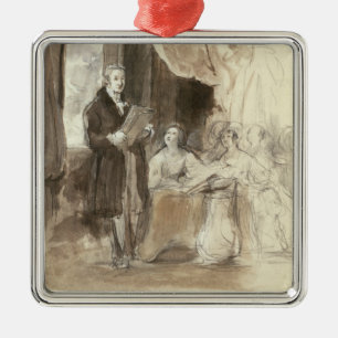 Sir Robert Peel Reading to Queen Victoria Metal Ornament