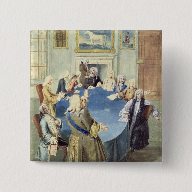 Sir Robert Walpole addressing his cabinet 2 Inch Square Button (Front)