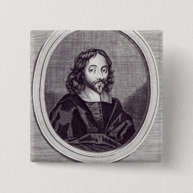 Sir Thomas Browne , engraved by Frederick 2 Inch Square Button (Front)