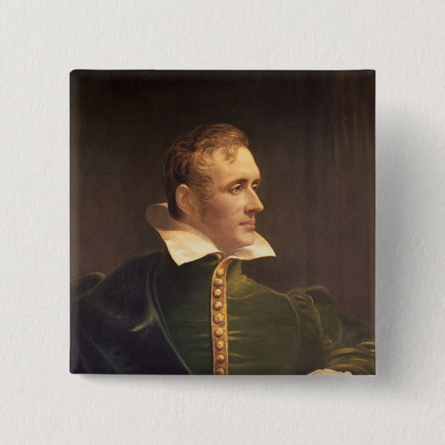 Sir Thomas Stamford Raffles 2 Inch Square Button (Front)