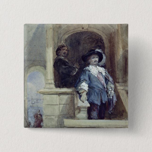 Sir Thomas Wentworth  and John 2 Inch Square Button (Front)