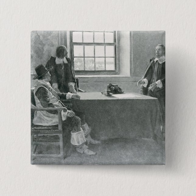 Sir William Berkeley Surrendering 2 Inch Square Button (Front)