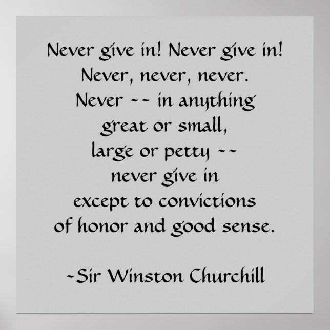 Sir Winston Churchill Quotation by SRF Poster (Front)