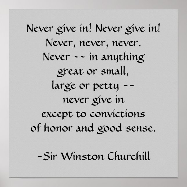 Sir Winston Churchill Quotation by SRF Poster (Front)