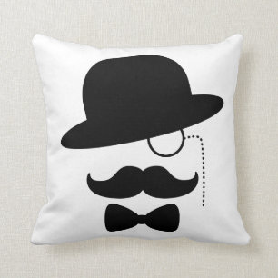 Sir with Moustache Throw Pillow