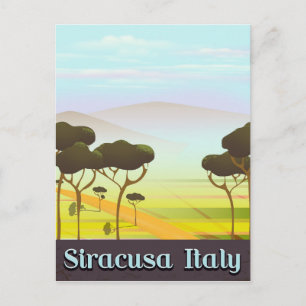 Siracusa Italy landscape travel poster. Postcard