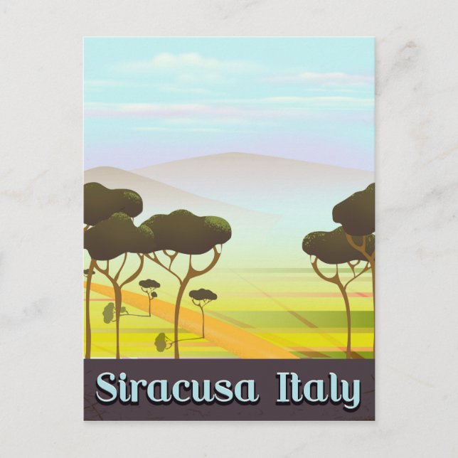 Siracusa Italy landscape travel poster. Postcard (Front)
