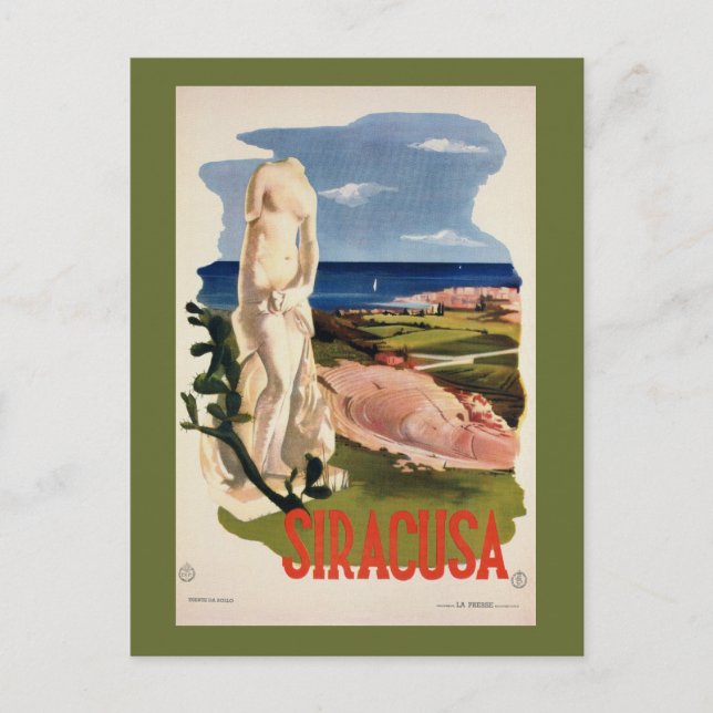 Siracusa Syracuse Italy vintage Italian travel Postcard (Front)