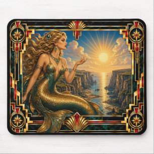 Siren, Art Deco Mythical Mouse Pad