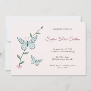 Siren Butterfly Sweet Sixteen Invitation