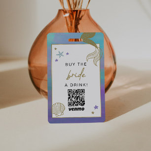 SIREN Mermaid Ocean Buy the Bride a Drink QR Code  Badge