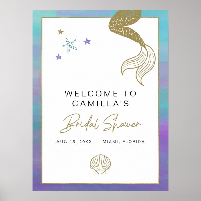 SIREN Mermaid Tropical Bridal Shower Welcome  Poster (Front)