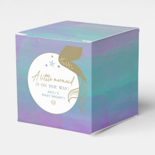 SIREN Purple Gold Mermaid Ocean Sea Baby Shower Favor Box