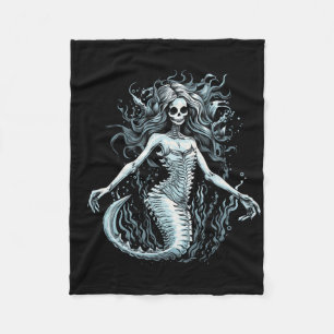 Siren Skeleton Mermaid Skull Tee Women Men Kids Bo Fleece Blanket