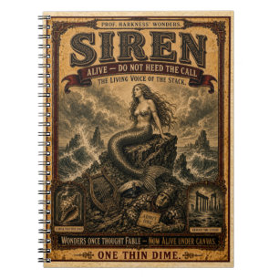 Siren, Vintage Circus Monster Notebook