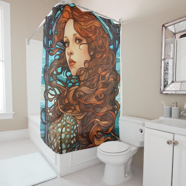 Sirène Art Nouveau Style Douche rideau (En situation)