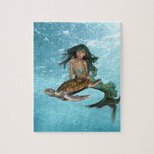 Sirène avec le puzzle de tortue de mer (Vertical)