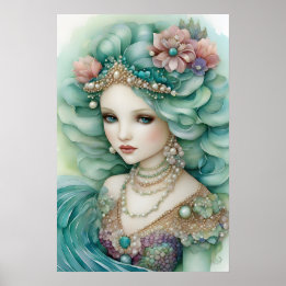 Sirène de mer avec affiche de la Couronne