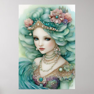 Sirène de mer avec affiche de la Couronne