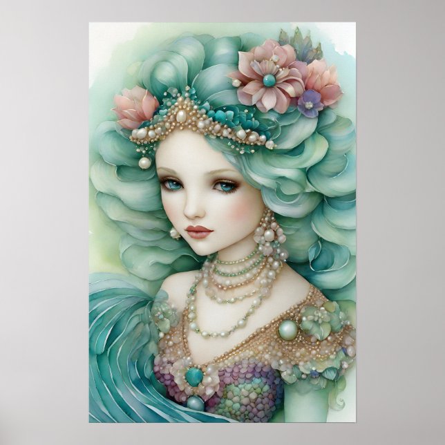 Sirène de mer avec affiche de la Couronne (Devant)