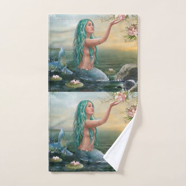 sirène d'une chevelure verte (Serviette à main)